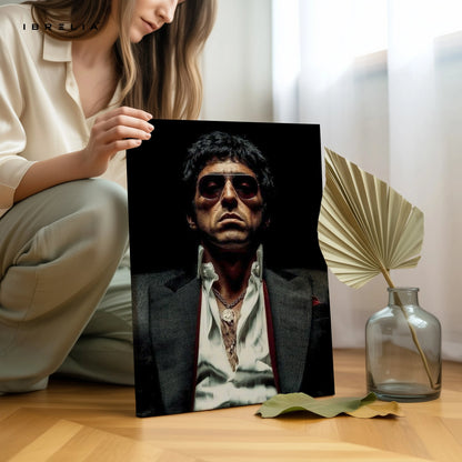 Tony Montana Dark Portrait Wall Art – Scarface Mafia Canvas Frame | Iconic Crime Poster Pakistan | IBRELIA™ IBRELIA