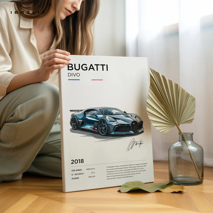 Bugatti Divo Hypercar Art – Minimal Luxury Supercar Wall Art | 4K Ultra Wrap Frame Wall Art in Pakistan | IBRELIA™ IBRELIA