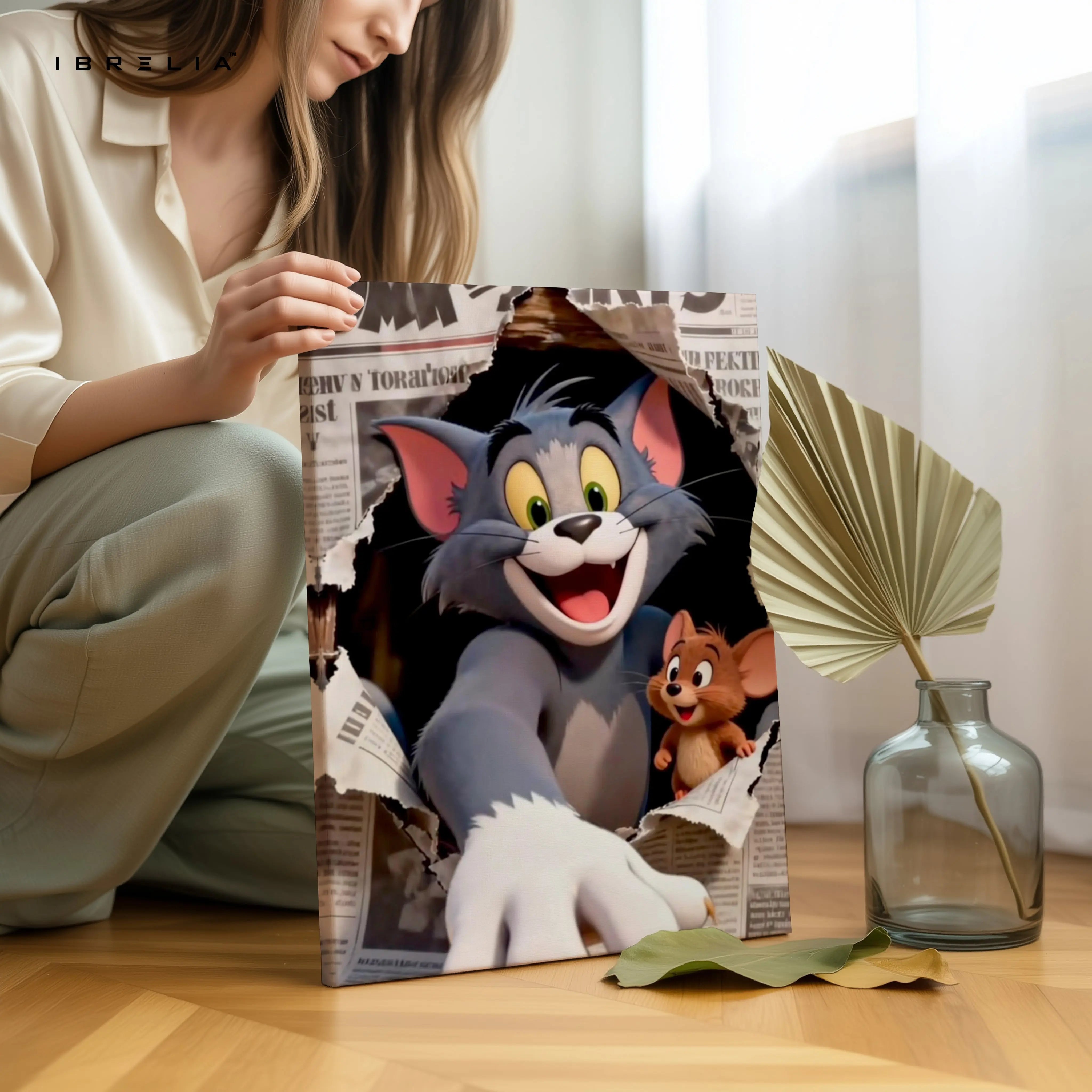 Cat & Mouse Chase Wall Art – Playful Chaos Canvas Frame | Cartoon Duo Scene Decor Pakistan | IBRELIA™ IBRELIA