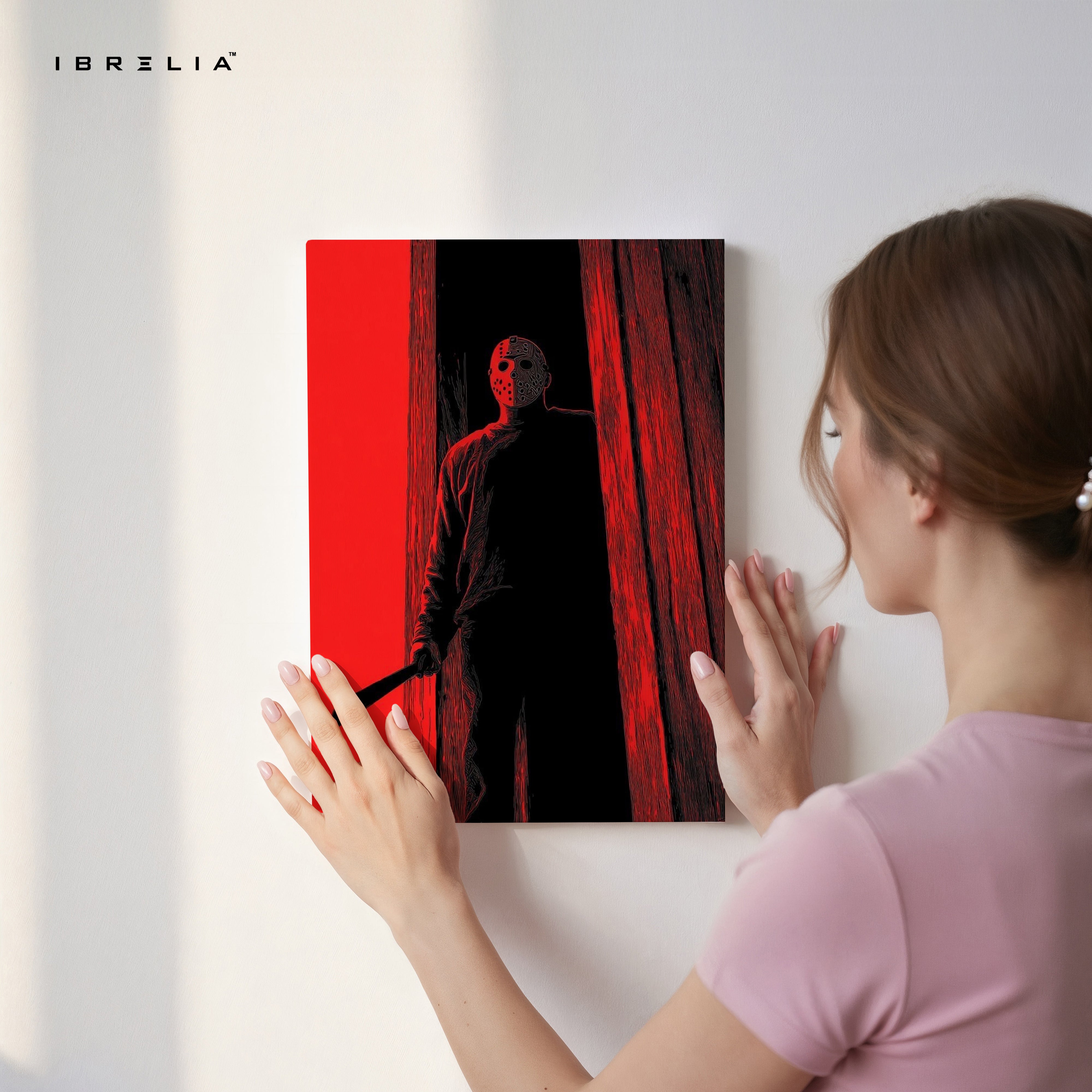 Crimson Threshold – Dark Psychological Noir Art | 4K Ultra Wrap Frame Wall Art in Pakistan | IBRELIA™