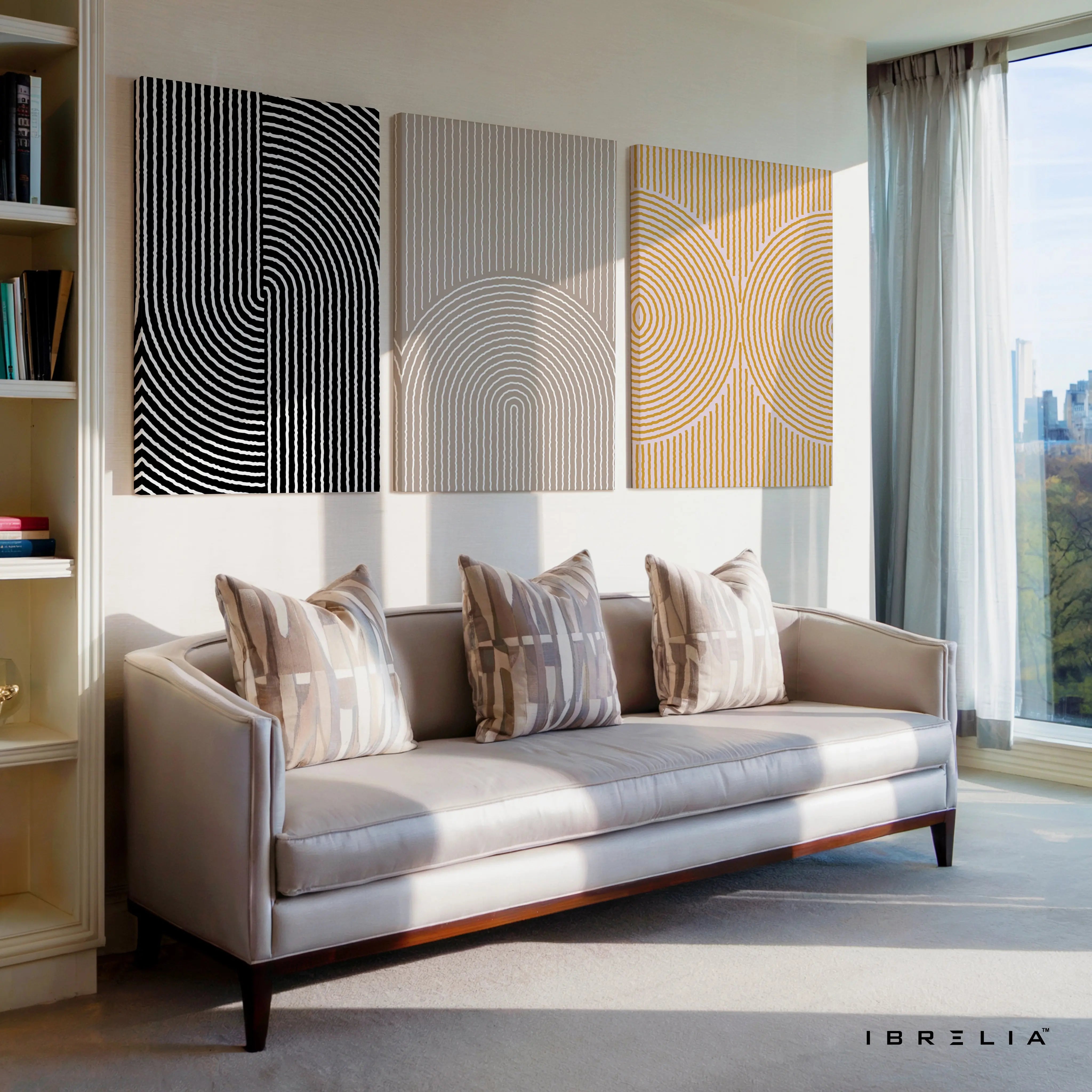 Geometric Line Harmony 3 Panel 4K Ultra HD Wall Art in Pakistan | IBRELIA™ IBRELIA