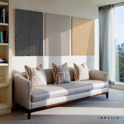 Geometric Line Harmony 3 Panel 4K Ultra HD Wall Art in Pakistan | IBRELIA™ IBRELIA