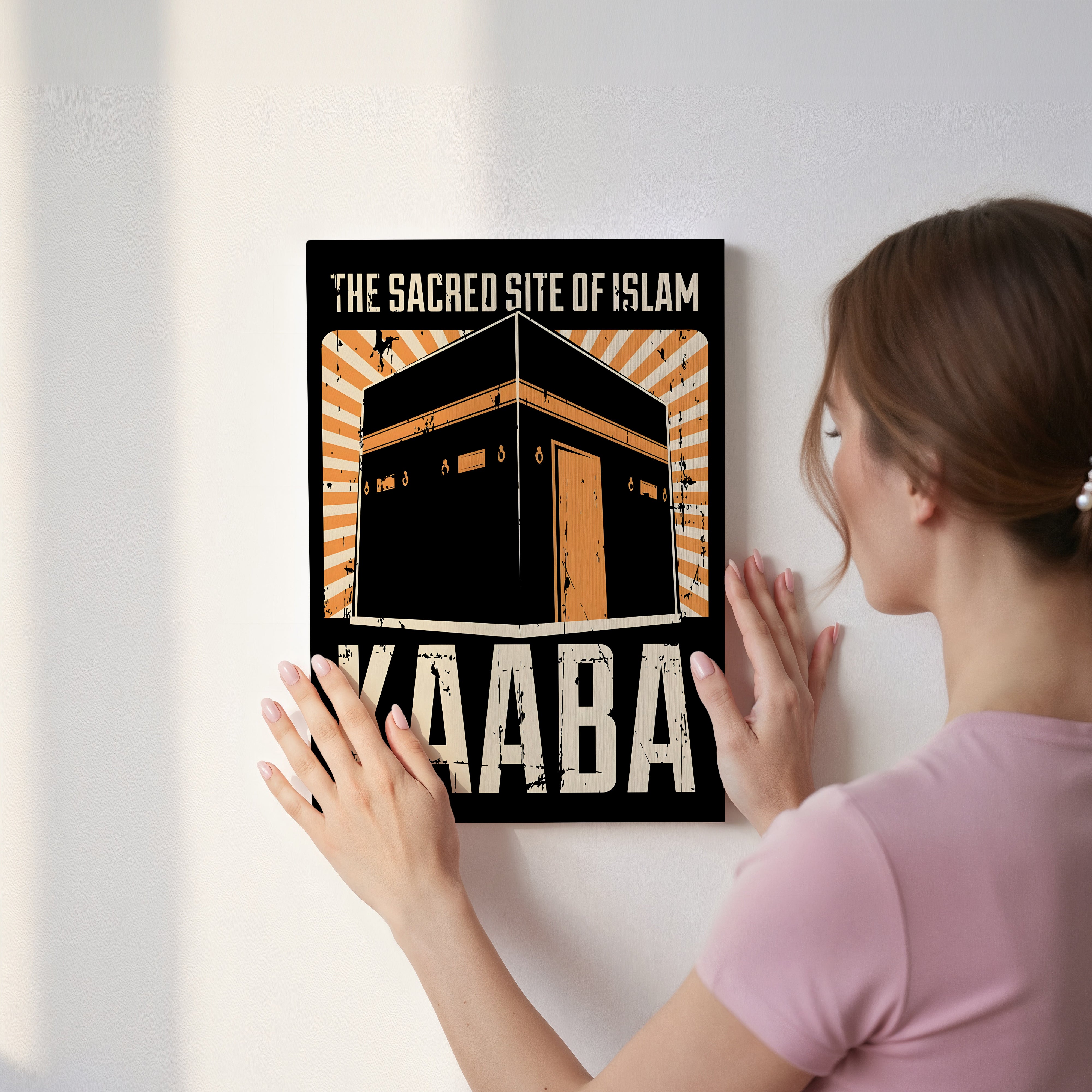 The Sacred Site of Islam – Kaaba Vintage Poster Art | 4K Ultra Wrap Frame Wall Art in Pakistan | IBRELIA™