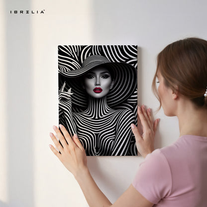 Monochrome Vogue Muse – Black & White Fashion Portrait Art | 4K Ultra Wrap Frame Wall Art in Pakistan | IBRELIA™