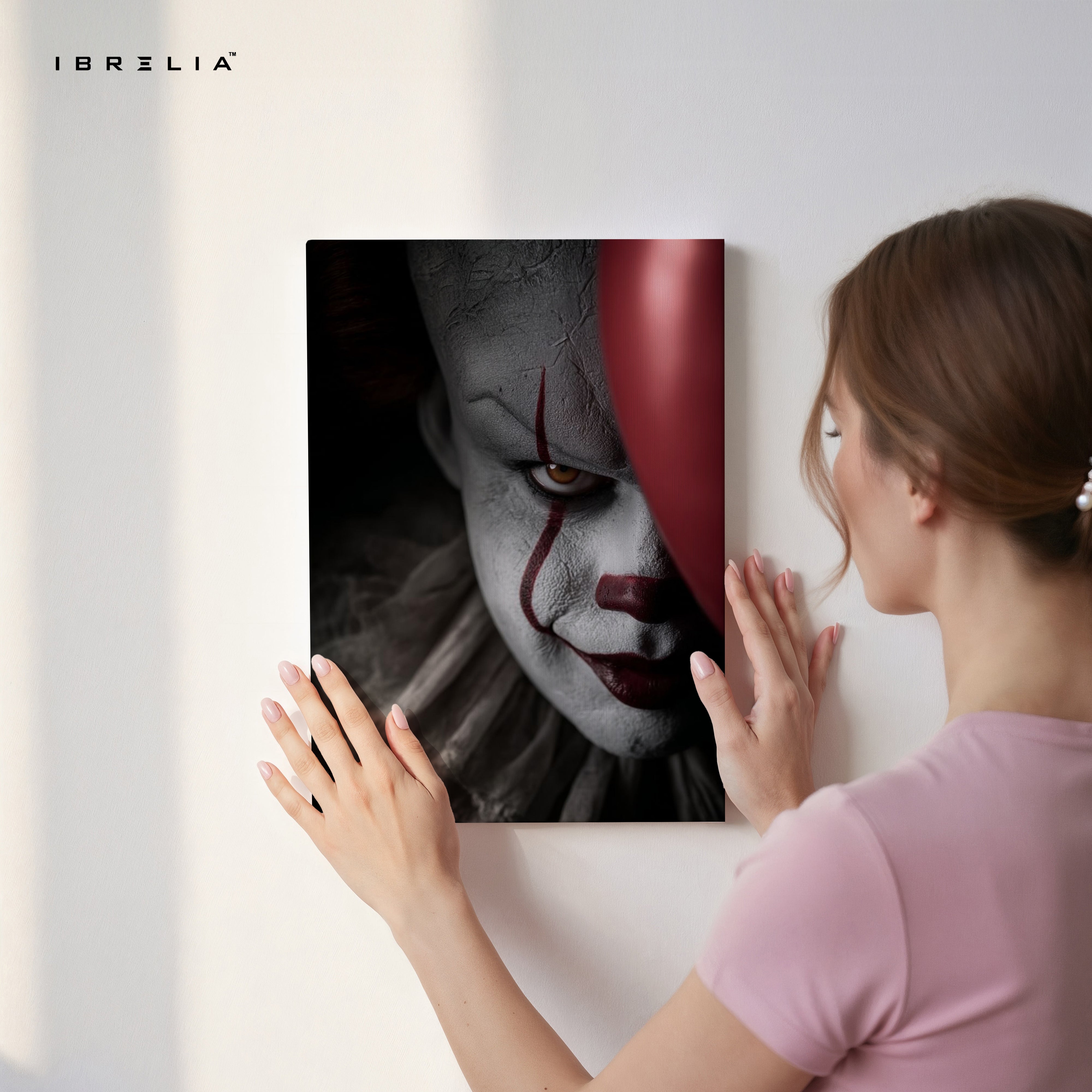 Crimson Gaze Apparition – Dark Cinematic Horror Portrait | 4K Ultra Wrap Frame Wall Art in Pakistan | IBRELIA™