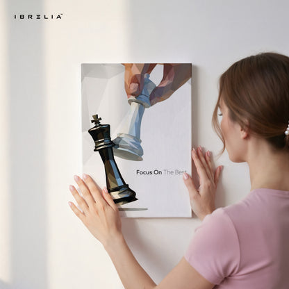 Focus on the Best – Strategic Chess Motivation Art | 4K Ultra Wrap Frame Wall Art in Pakistan | IBRELIA™
