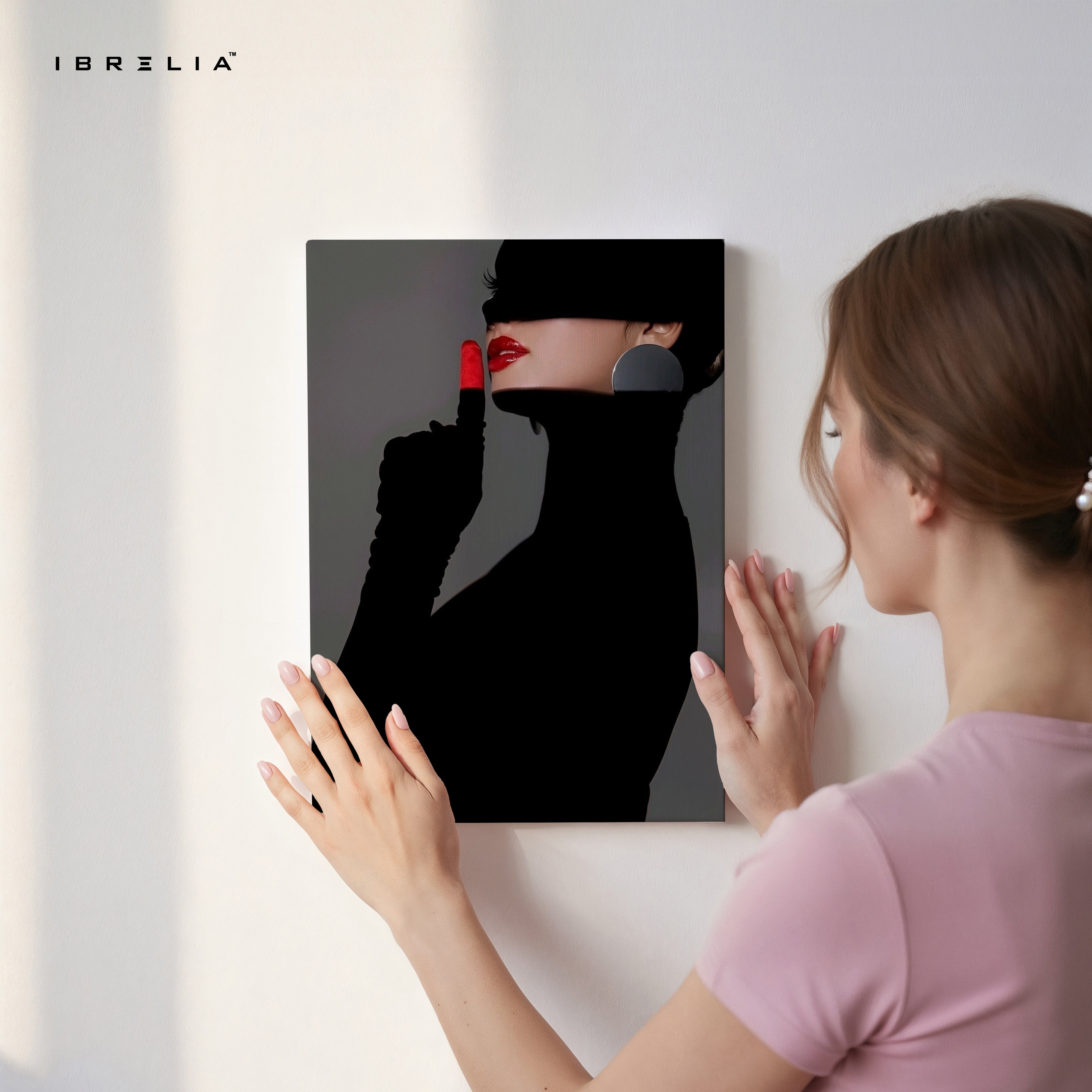 Midnight Red Lips Noir Art – 4K Ultra Wrap Frame Wall Art in Pakistan | IBRELIA™