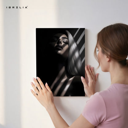 Shadowlight Siren – Dark Feminine Noir Portrait Art | 4K Ultra Wrap Frame Wall Art in Pakistan | IBRELIA™