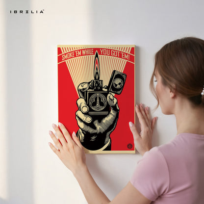 Smoke ’Em While You Got ’Em – Vintage Propaganda Lighter Art | 4K Ultra Wrap Frame Wall Art in Pakistan | IBRELIA™