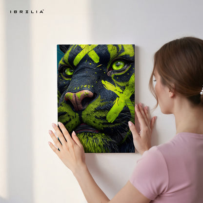 Neon Panther Close-Up Pop Art – 4K Ultra Wrap Frame Wall Art in Pakistan | IBRELIA™