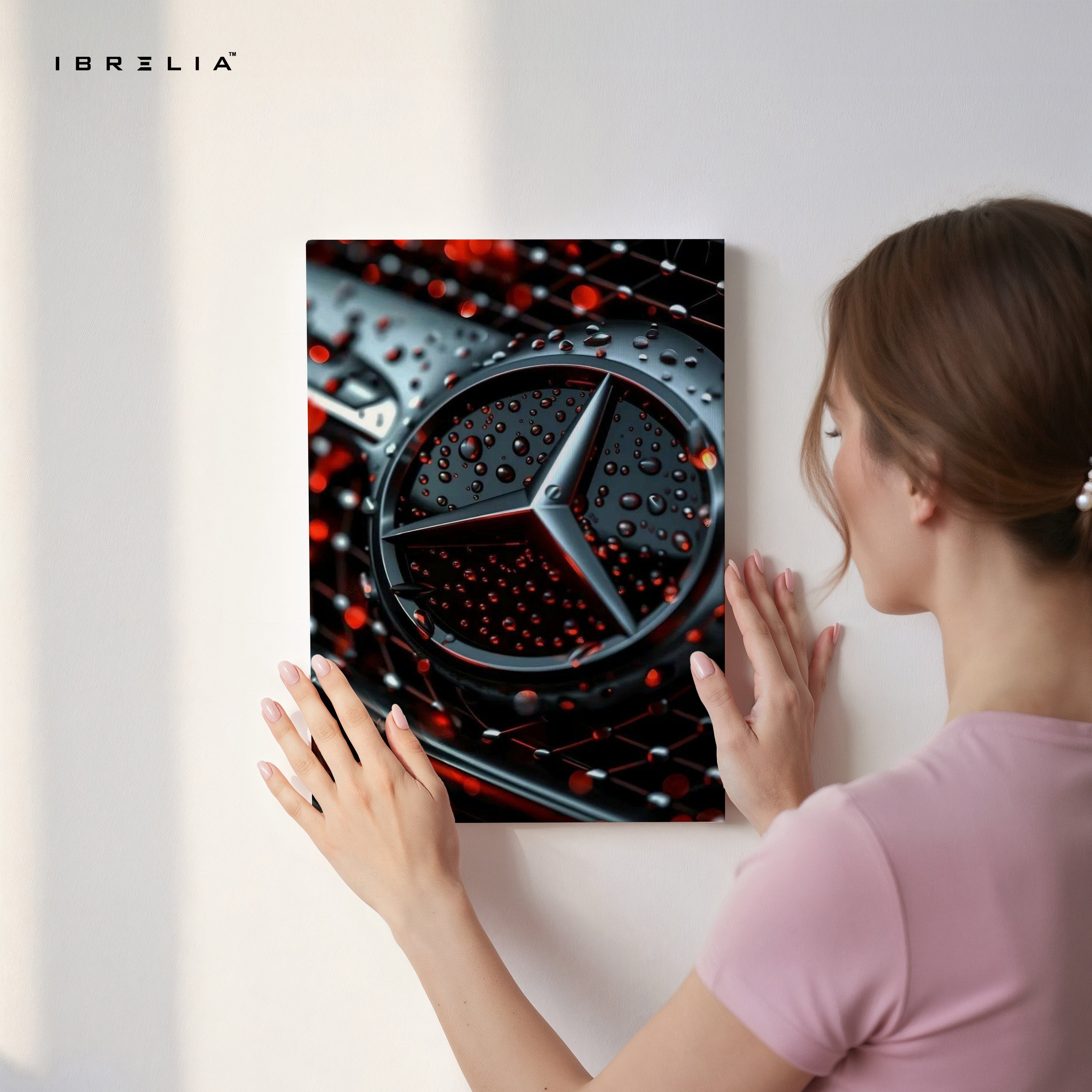 Mercedes Benz Emblem Rain Edition – 4K Ultra Wrap Frame Wall Art | IBRELIA™