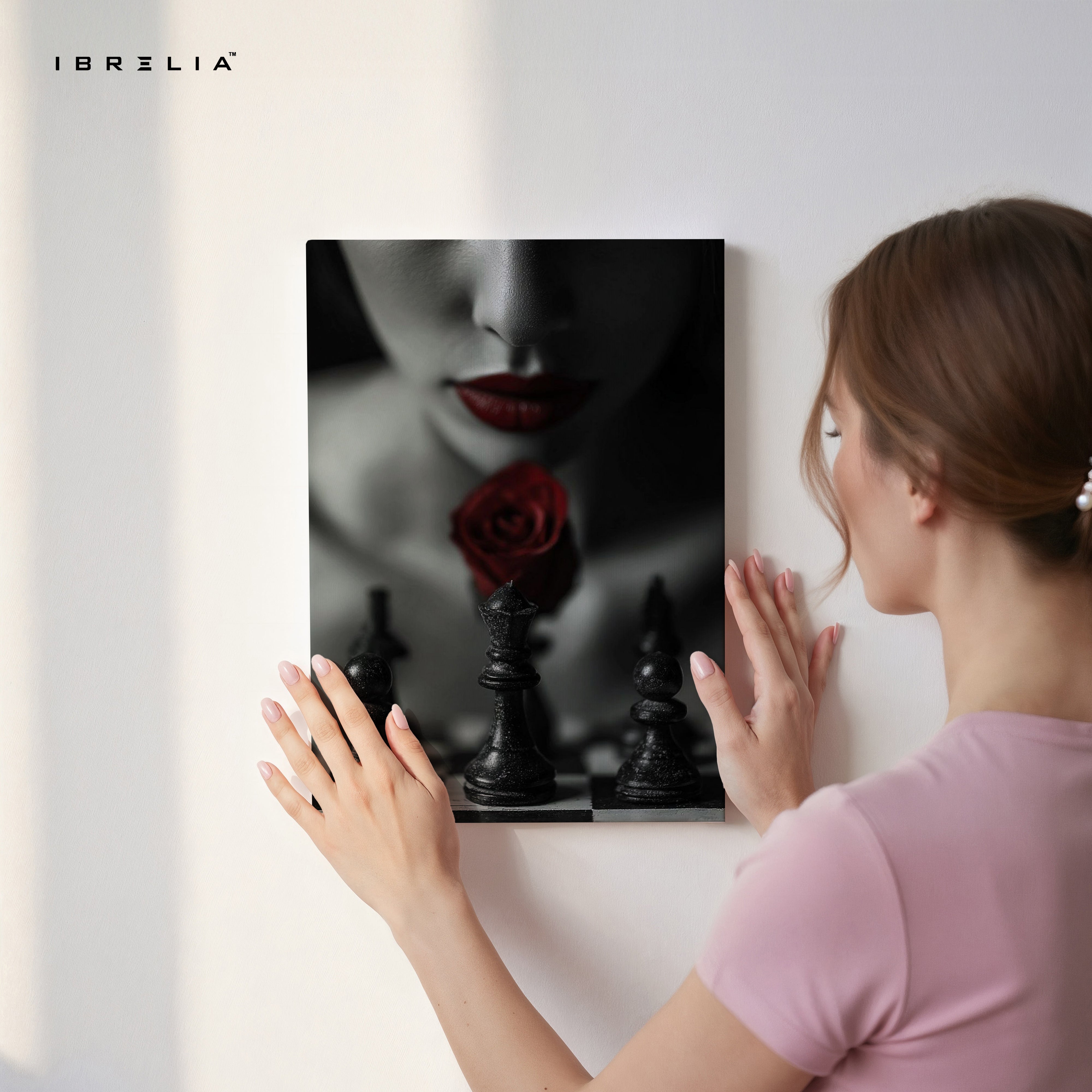 Crimson Rose Chess Noir Art – 4K Ultra Wrap Frame Wall Art in Pakistan | IBRELIA™