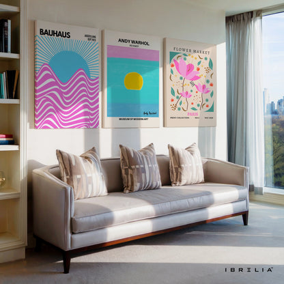 Bauhaus Andy Warhol Flower Market 3 Panel 4K Ultra HD Wall Art in Pakistan | IBRELIA™ IBRELIA