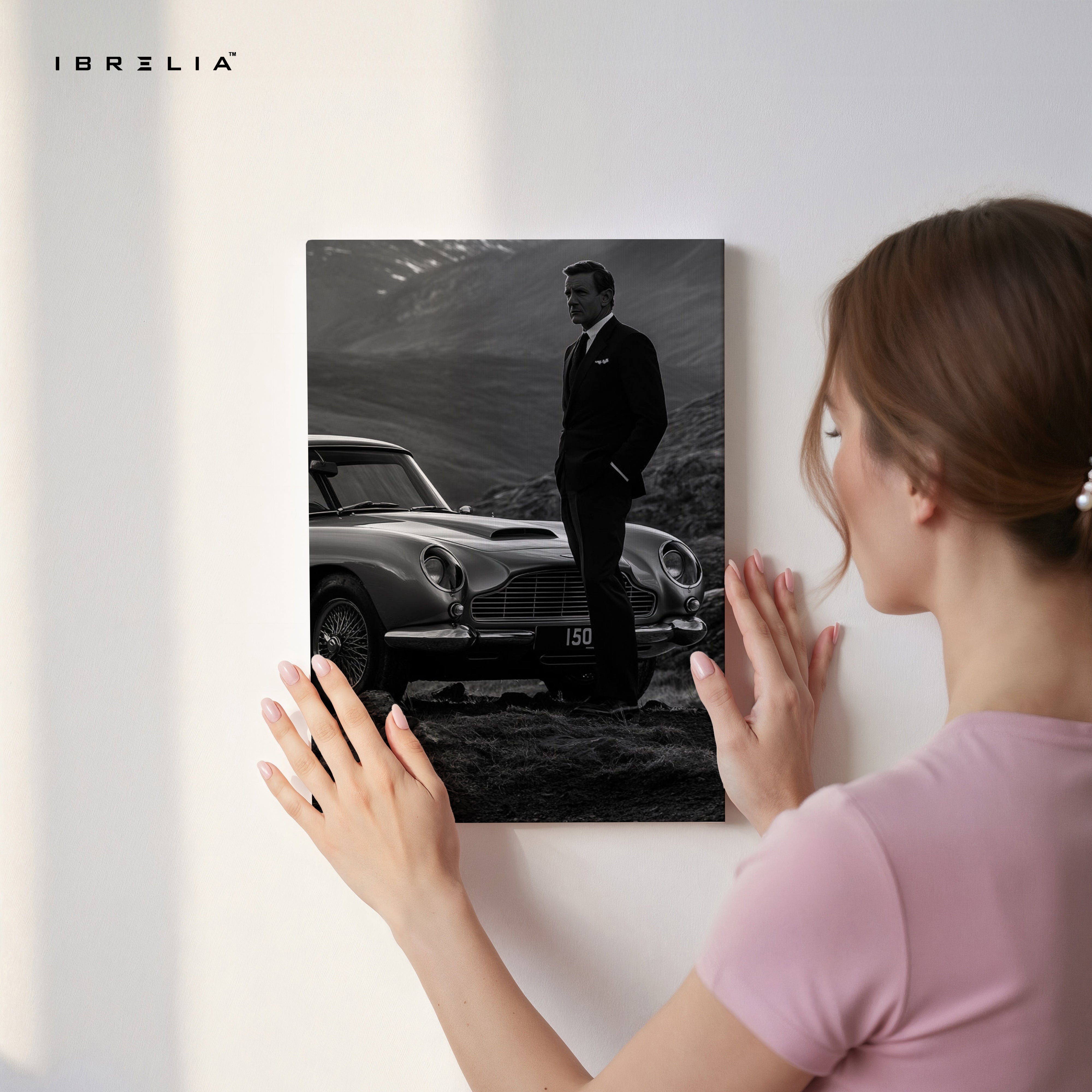Classic Gentleman Noir with Vintage Sports Car – 4K Ultra Wrap Frame Wall Art in Pakistan | IBRELIA™