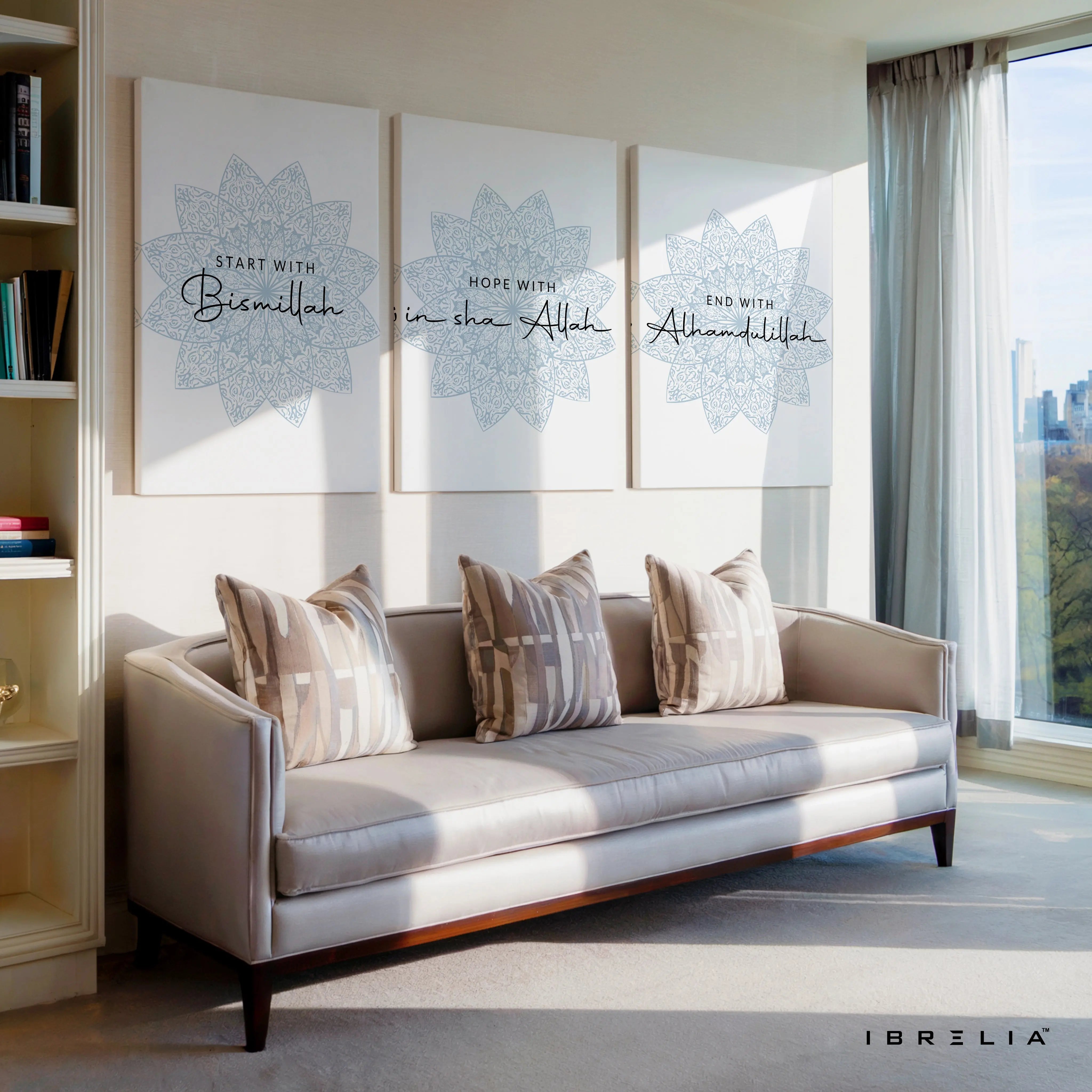 Bismillah InshaAllah Alhamdulillah 3 Panel Islamic 4K Ultra HD Wall Art in Pakistan | IBRELIA™ IBRELIA