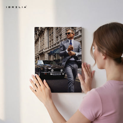James Bond Street Elegance – 007 Suit & Aston Martin Cinematic 4K Ultra Wrap Frame Wall Art in Pakistan | IBRELIA™
