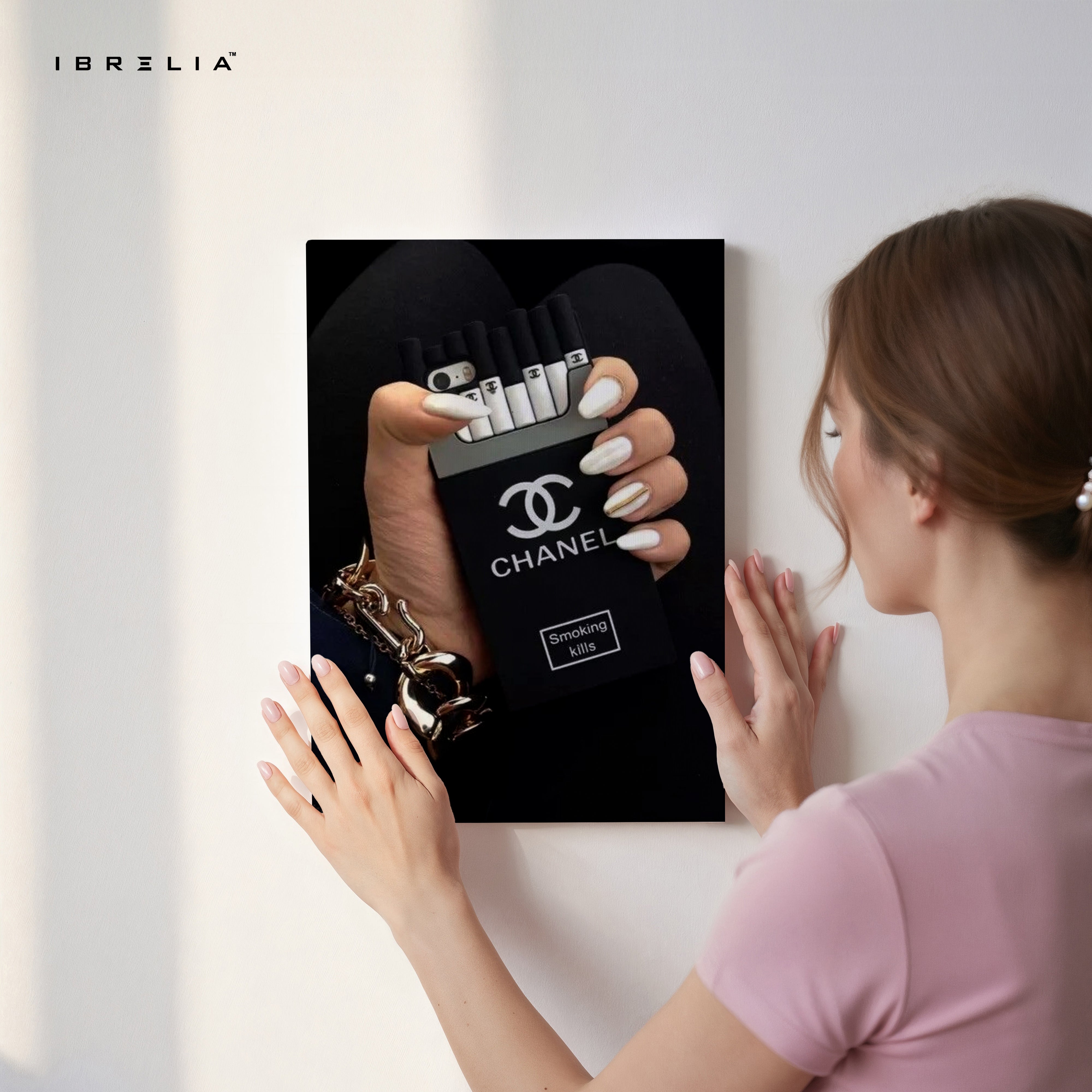 Chanel Noir Cigarette Box Glam Art – 4K Ultra Wrap Frame Wall Art in Pakistan | IBRELIA™