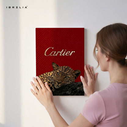Leopard Prestige Red Art – Luxury Jewelry-Inspired Wild Aesthetic Wall Art | 4K Ultra Wrap Frame Wall Art in Pakistan | IBRELIA™