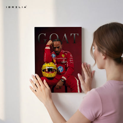 Lewis Hamilton “GOAT” Ferrari Portrait Art – 4K Ultra Wrap Frame Wall Art in Pakistan | IBRELIA™