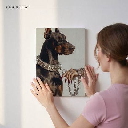 Luxury Doberman with Chain Collar – 4K Ultra Wrap Frame Wall Art in Pakistan | IBRELIA™