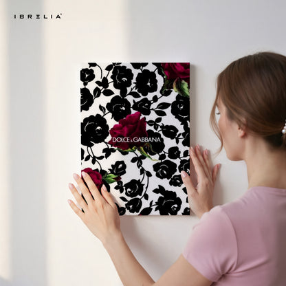 Luxury Rose Noir Pattern Art – Designer-Inspired Floral Wall Art | 4K Ultra Wrap Frame Wall Art in Pakistan | IBRELIA™