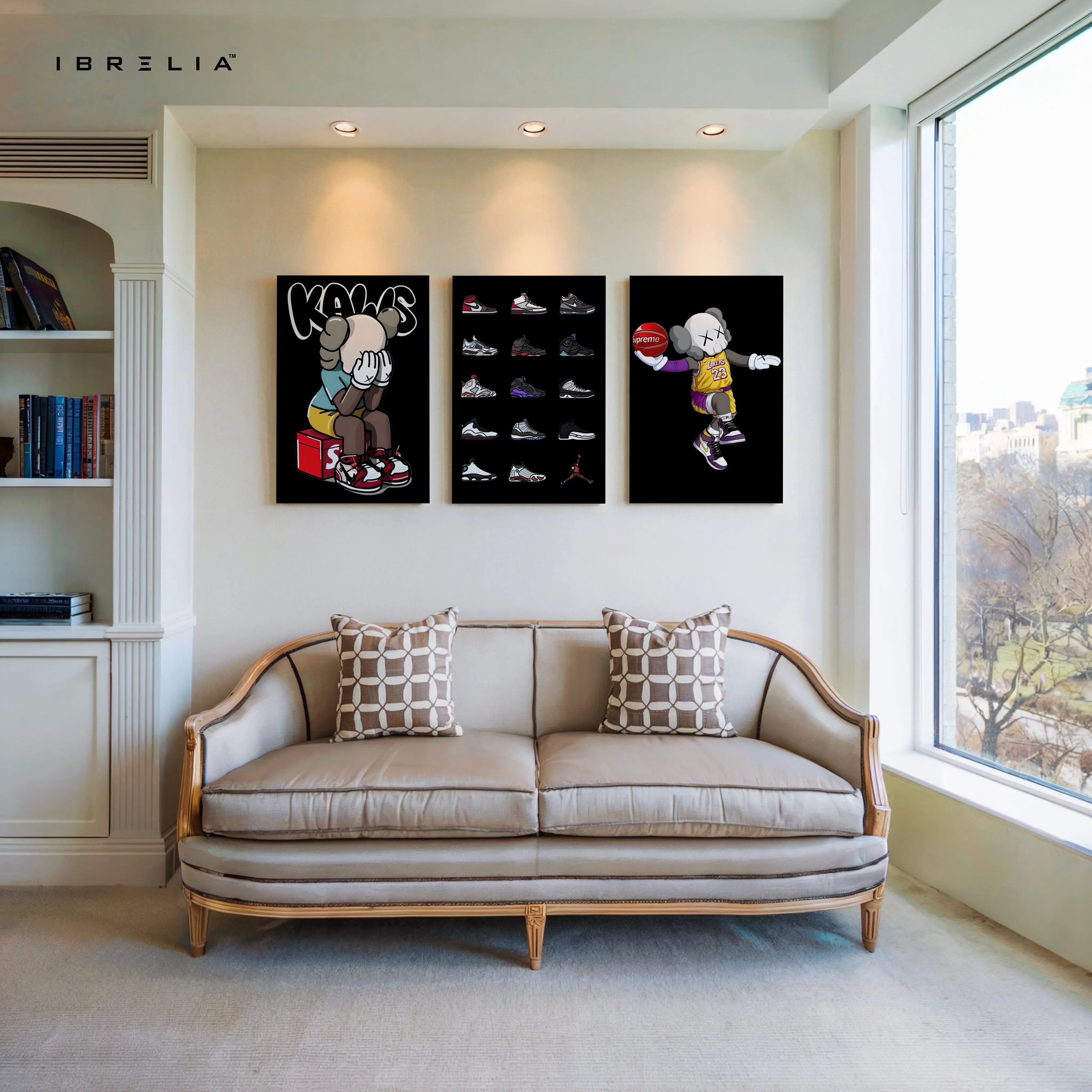 KAWS Sneaker Street Art 3 Panel 4K Ultra HD Wall Art in Pakistan | IBRELIA™ IBRELIA