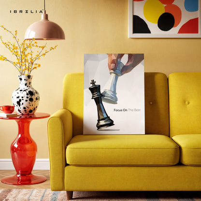 Focus on the Best – Strategic Chess Motivation Art | 4K Ultra Wrap Frame Wall Art in Pakistan | IBRELIA™