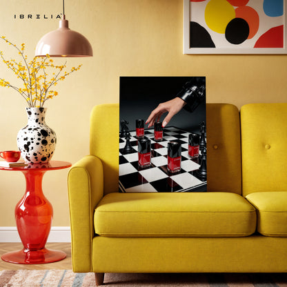 Red Nail Polish Chess Strategy Art – 4K Ultra Wrap Frame Wall Art in Pakistan | IBRELIA™