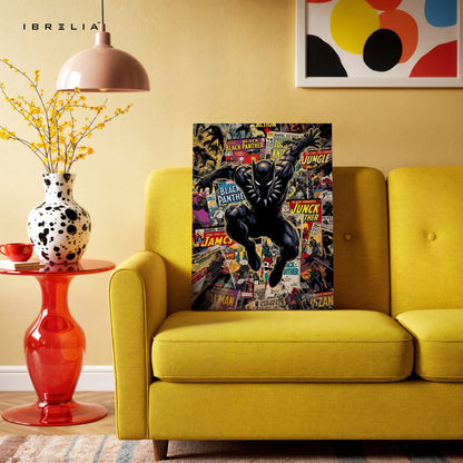 Black Panther Comic Collage Art – 4K Ultra Wrap Frame Wall Art in Pakistan | IBRELIA™