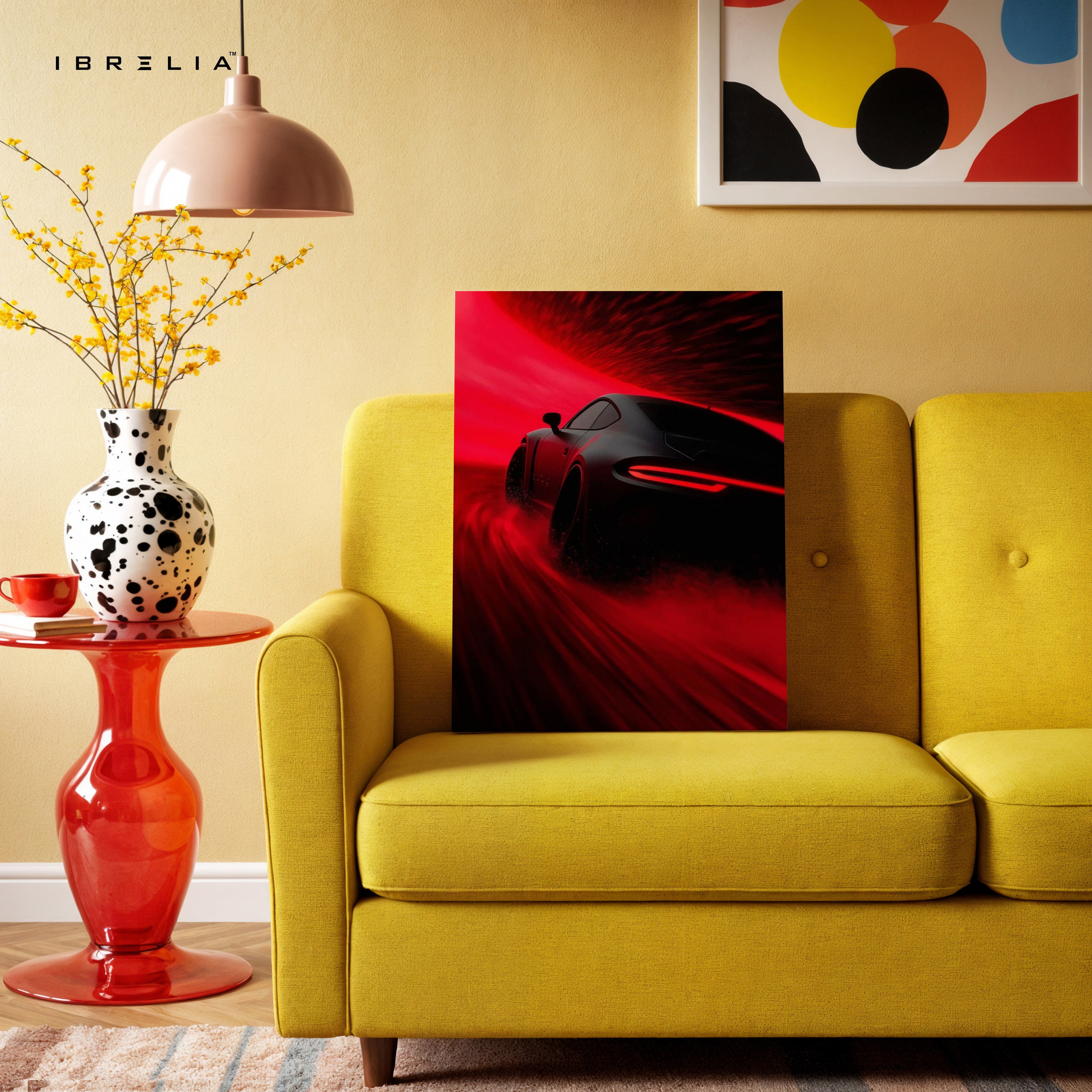Crimson Velocity Night Drive – 4K Ultra Wrap Frame Supercar Wall Art | IBRELIA™