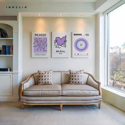 Picasso Haring Bauhaus Modern Art 3 Panel 4K Ultra HD Wall Art in Pakistan | IBRELIA™ IBRELIA