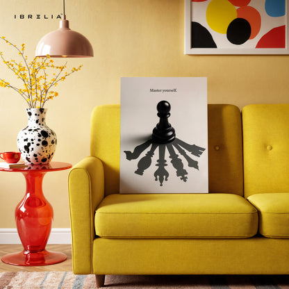 Master Yourself – Minimal Chess Philosophy Art | 4K Ultra Wrap Frame Wall Art in Pakistan | IBRELIA™