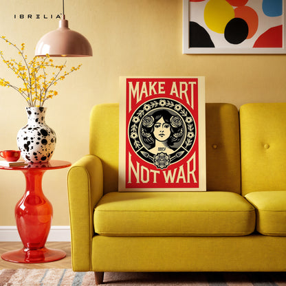 Make Art Not War – Bold Political Pop Art Poster | 4K Ultra Wrap Frame Wall Art in Pakistan | IBRELIA™