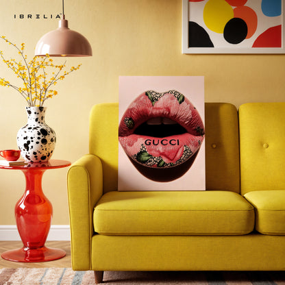 Gucci Floral Lips Glam Art – 4K Ultra Wrap Frame Wall Art in Pakistan | IBRELIA™