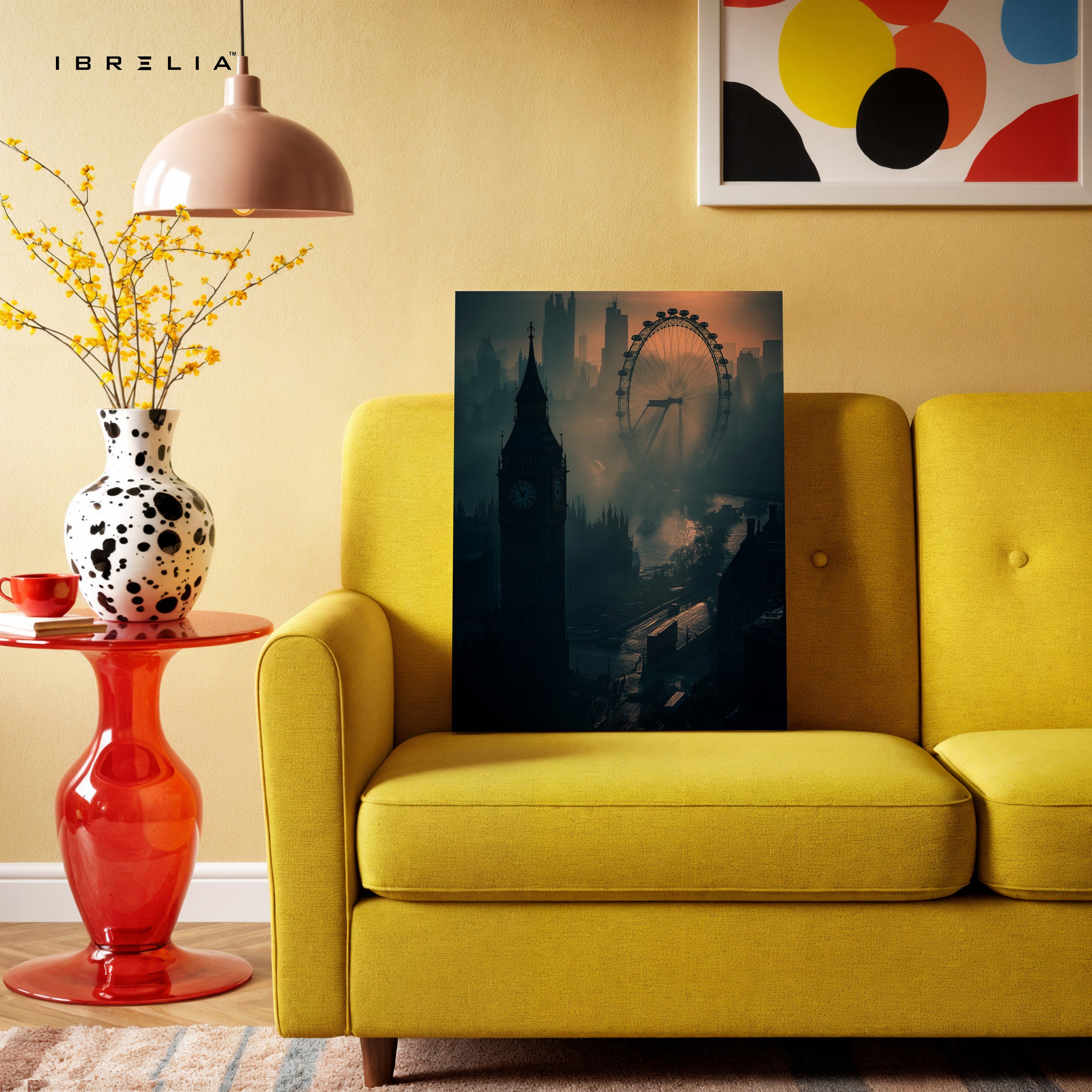 London Noir Skyline Art – Big Ben & London Eye Cinematic Wall Art | 4K Ultra Wrap Frame Wall Art in Pakistan | IBRELIA™