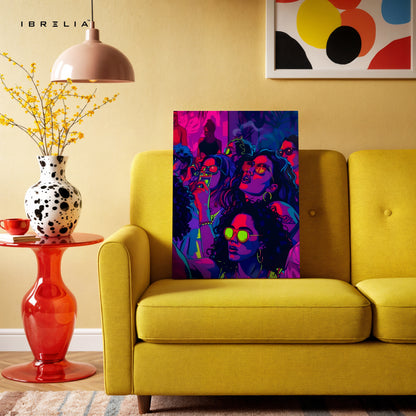 Neon Reverie Collective – Pop Art Nightlife Women Illustration | 4K Ultra Wrap Frame Wall Art in Pakistan | IBRELIA™