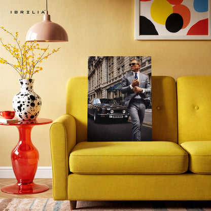 James Bond Street Elegance – 007 Suit & Aston Martin Cinematic 4K Ultra Wrap Frame Wall Art in Pakistan | IBRELIA™