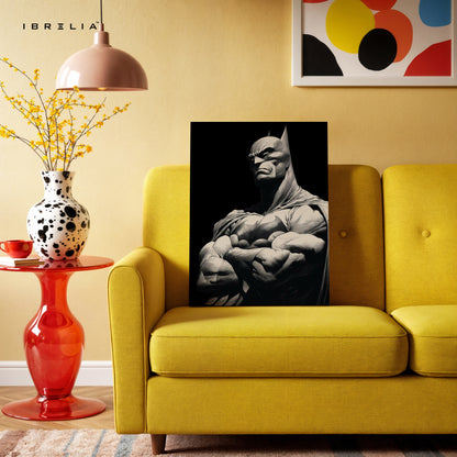 Monochrome Dark Knight – Sculpted Vigilante Noir Art | 4K Ultra Wrap Frame Wall Art in Pakistan | IBRELIA™
