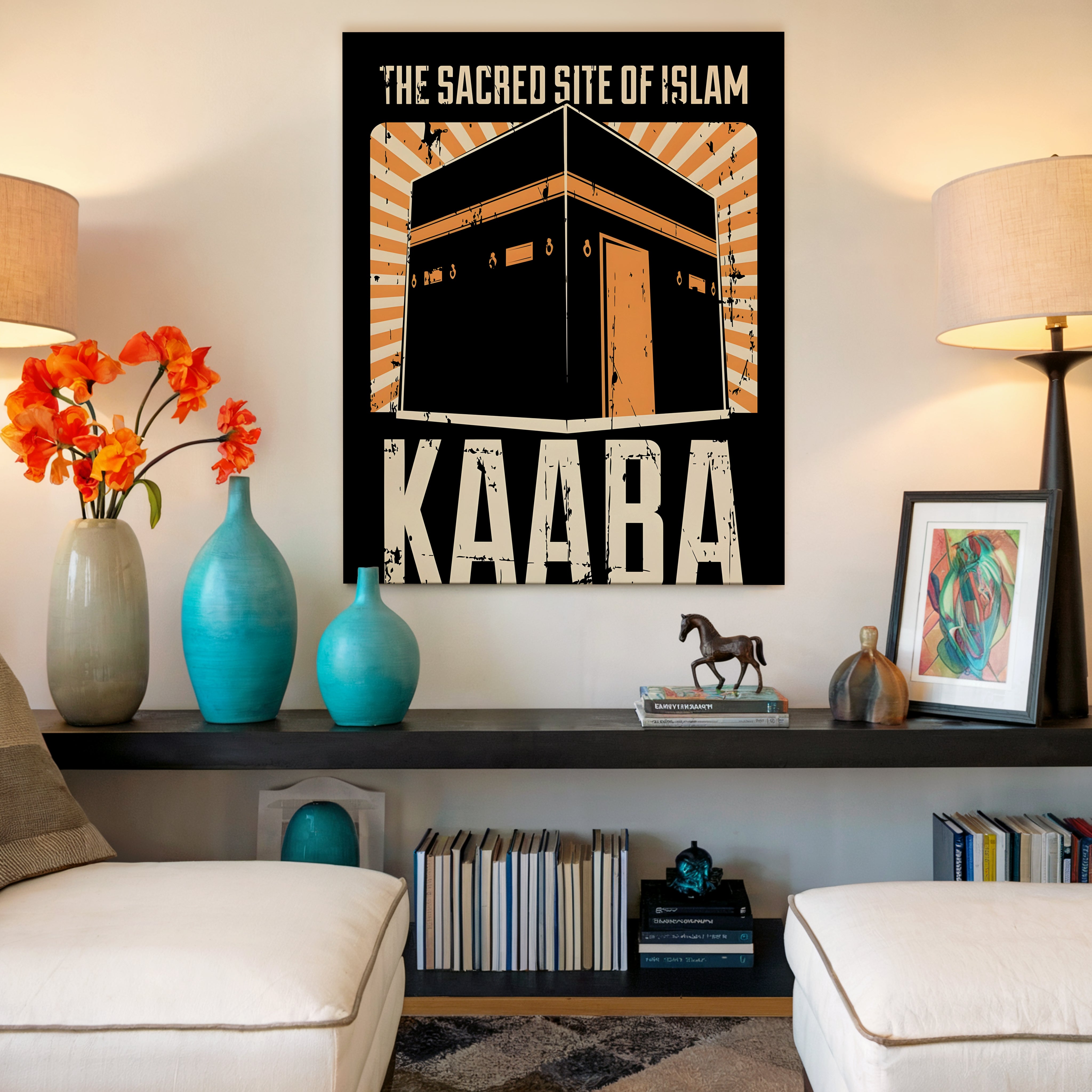 The Sacred Site of Islam – Kaaba Vintage Poster Art | 4K Ultra Wrap Frame Wall Art in Pakistan | IBRELIA™
