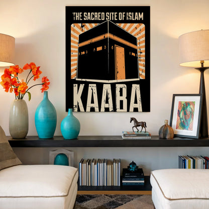 The Sacred Site of Islam – Kaaba Vintage Poster Art | 4K Ultra Wrap Frame Wall Art in Pakistan | IBRELIA™ IBRELIA