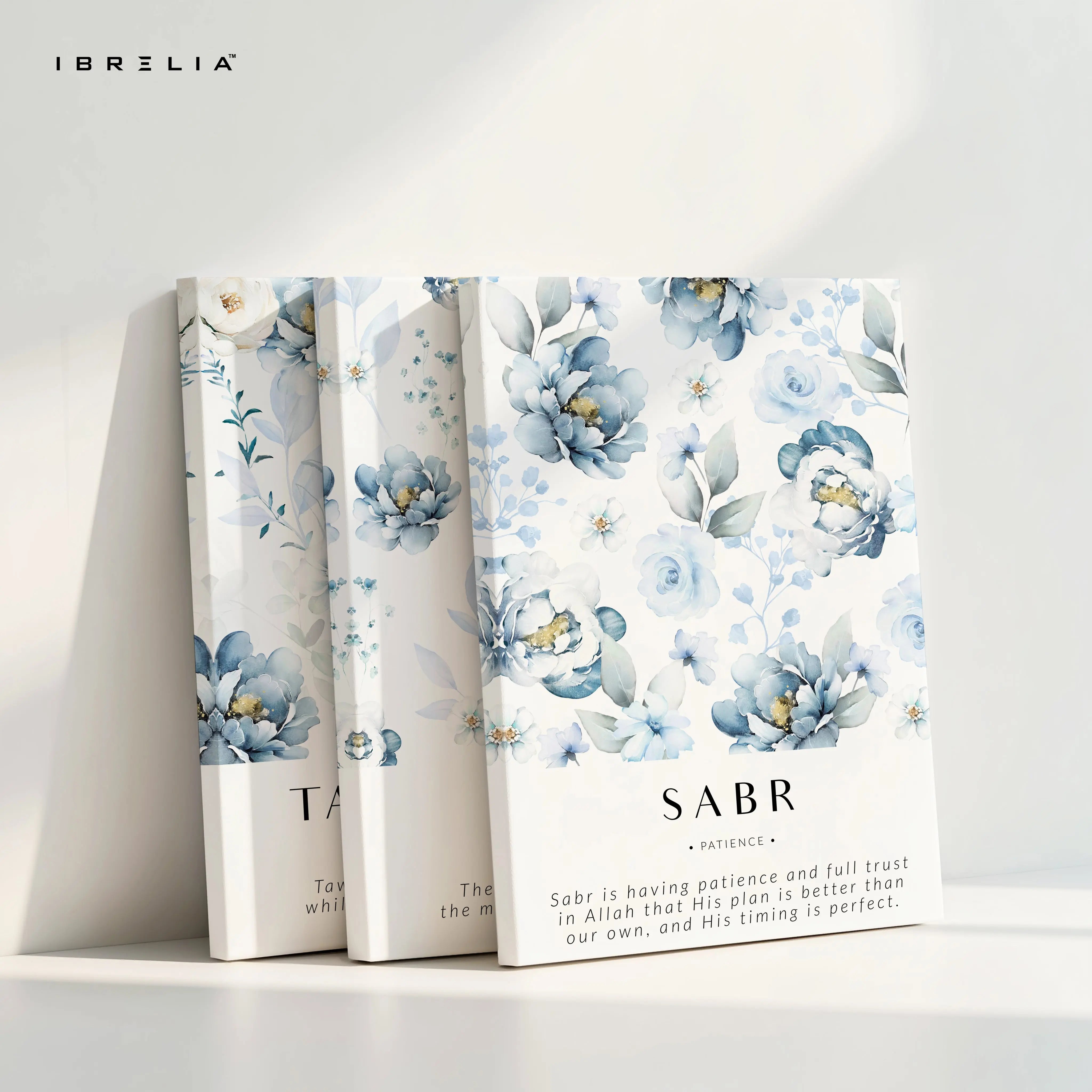 Sabr Shukr Tawakkul Floral Islamic 3 Panel 4K Ultra HD Wall Art in Pakistan | IBRELIA™ IBRELIA