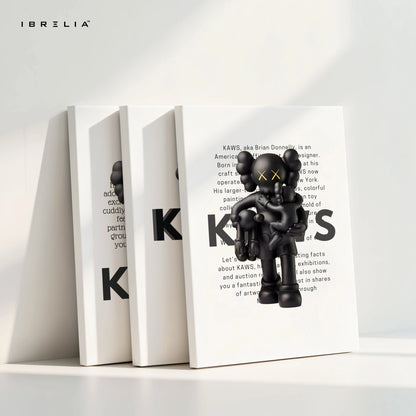 Black KAWS Companion Minimal Art 3 Panel 4K Ultra HD Wall Art in Pakistan | IBRELIA™ IBRELIA