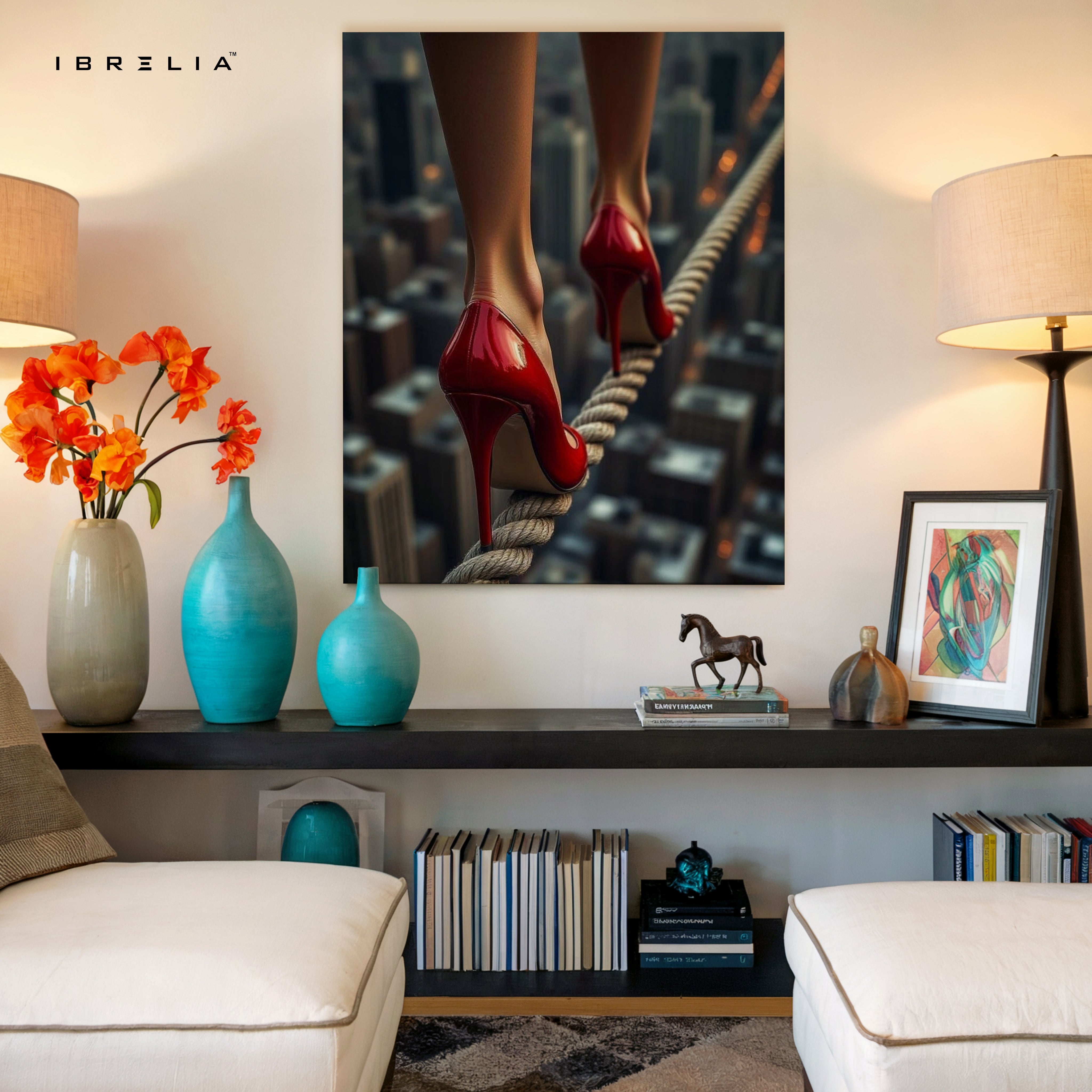 Red Heels on the Edge Art – 4K Ultra Wrap Frame Wall Art in Pakistan | IBRELIA™