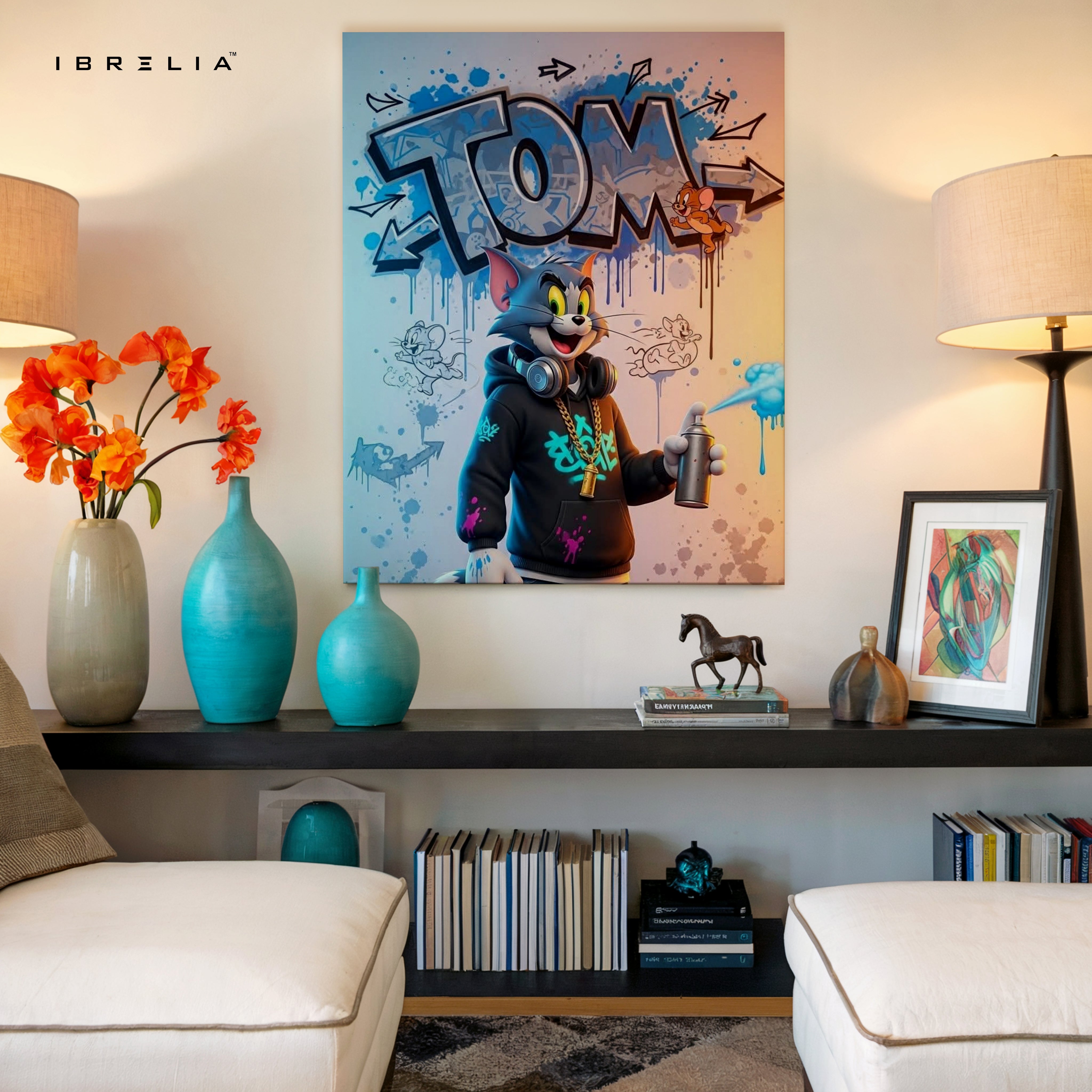 Tom Graffiti Street Art – Urban Cartoon 4K Ultra Wrap Frame Wall Art in Pakistan | IBRELIA™