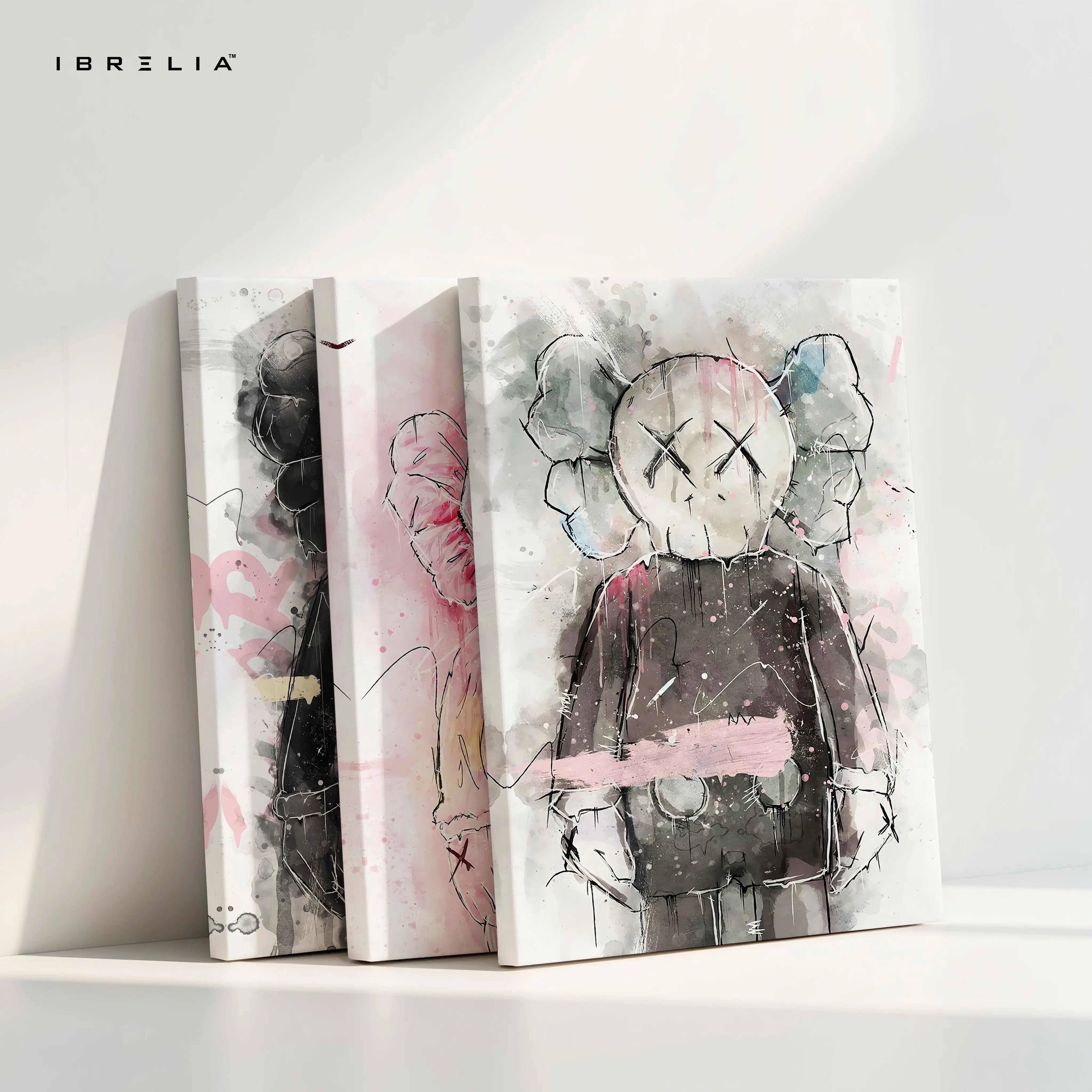 Abstract KAWS Graffiti Street Art 3 Panel 4K Ultra HD Wall Art in Pakistan | IBRELIA™ IBRELIA