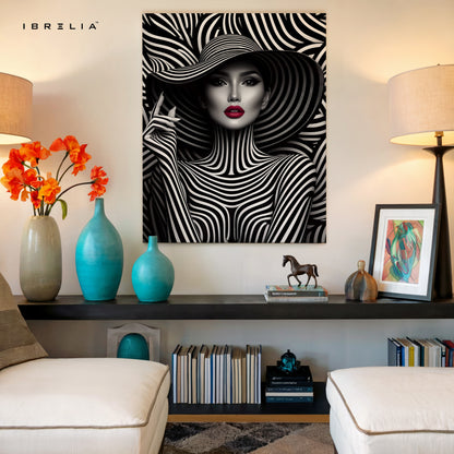 Monochrome Vogue Muse – Black & White Fashion Portrait Art | 4K Ultra Wrap Frame Wall Art in Pakistan | IBRELIA™
