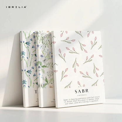 Sabr Shukr Tawakkul Botanical Islamic 3 Panel 4K Ultra HD Wall Art in Pakistan | IBRELIA™ IBRELIA