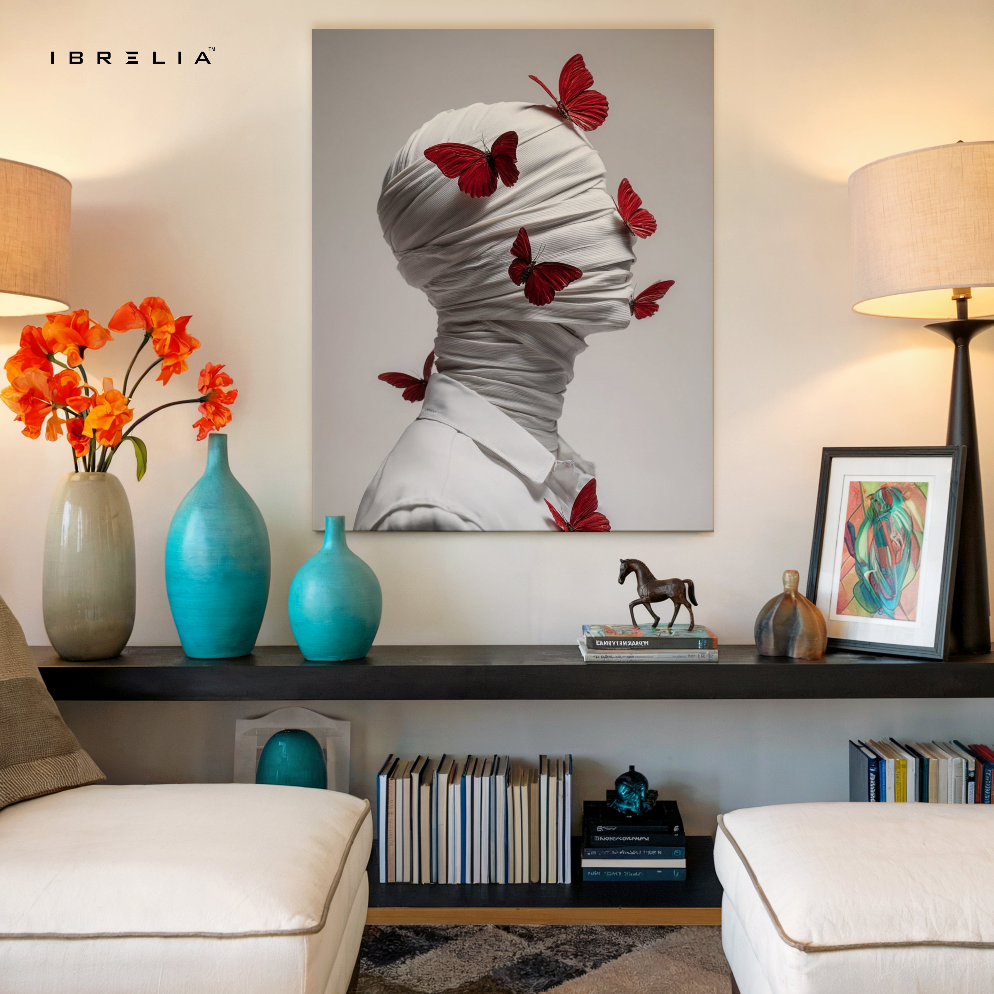 Crimson Butterflies Silence Art – 4K Ultra Wrap Frame Wall Art in Pakistan | IBRELIA™