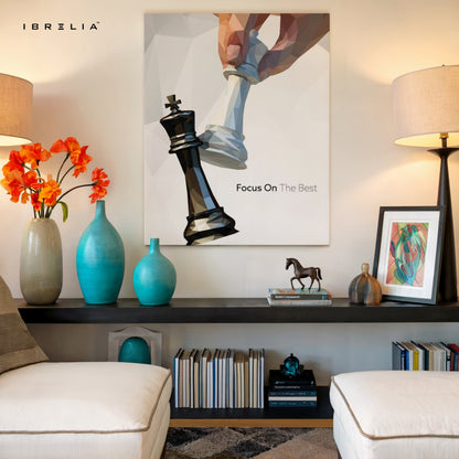 Focus on the Best – Strategic Chess Motivation Art | 4K Ultra Wrap Frame Wall Art in Pakistan | IBRELIA™