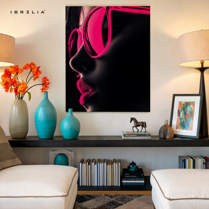 Neon Pink Silence – Minimal Fashion Portrait Art | 4K Ultra Wrap Frame Wall Art in Pakistan | IBRELIA™